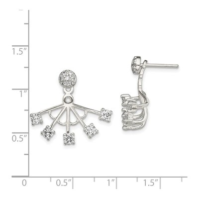 Sterling Silver CZ Webbed Front Back Dangle Earrings – view 5