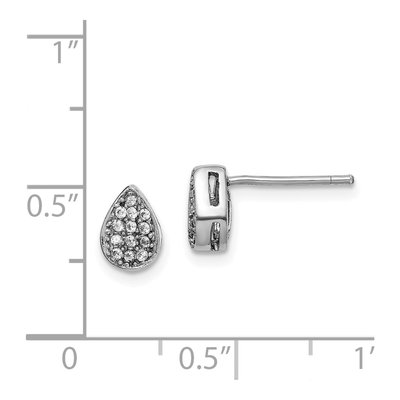 Sterling Silver Round CZ Teardrop Stud Earrings – view 5