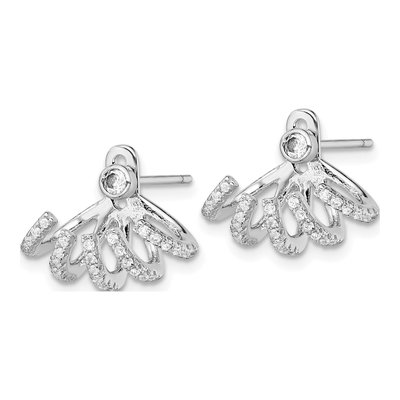 Sterling Silver CZ Front Back Dangle Earrings – view 3