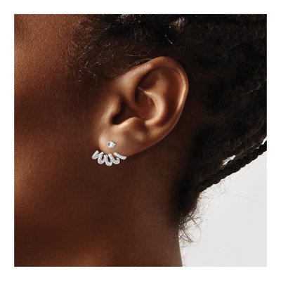 Sterling Silver CZ Front Back Dangle Earrings – view 4