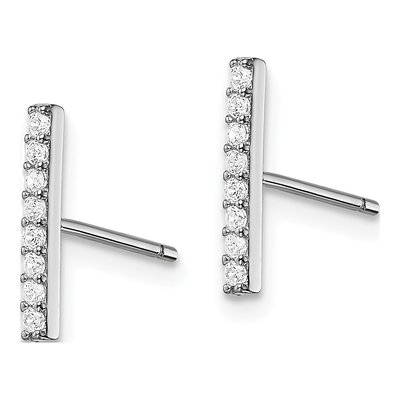 Sterling Silver Round CZ Bar Stud Earrings – view 3