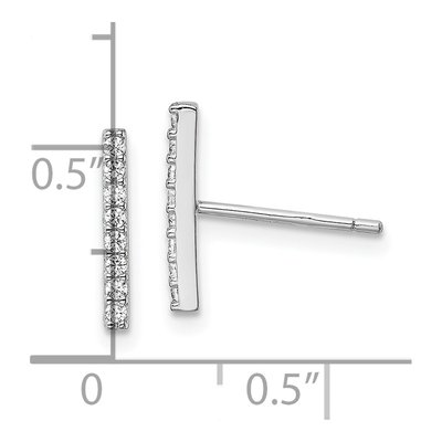 Sterling Silver Round CZ Bar Stud Earrings – view 5