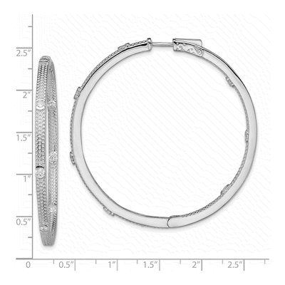 Sterling Silver 54mm CZ Inside-Out Hoop Earrings – view 5