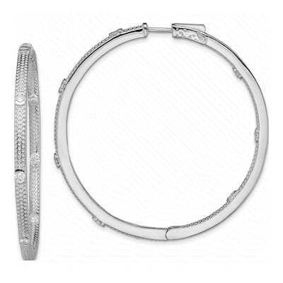 Sterling Silver 54mm CZ Inside-Out Hoop Earrings