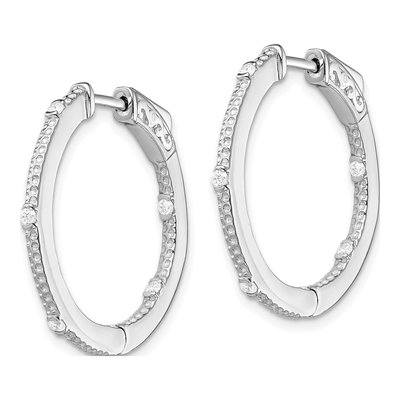 Sterling Silver 27mm CZ Inside-Out Hoop Earrings – view 3