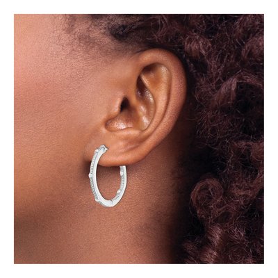 Sterling Silver 27mm CZ Inside-Out Hoop Earrings – view 4