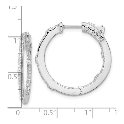 Sterling Silver 27mm CZ Inside-Out Hoop Earrings – view 5