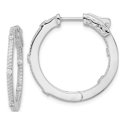 Sterling Silver 27mm CZ Inside-Out Hoop Earrings