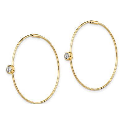 Gold-Plated Sterling Silver 32mm CZ Bezel Hoop Earrings – view 3