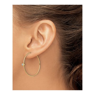Gold-Plated Sterling Silver 32mm CZ Bezel Hoop Earrings – view 4