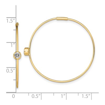 Gold-Plated Sterling Silver 32mm CZ Bezel Hoop Earrings – view 5