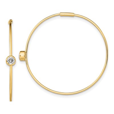 Gold-Plated Sterling Silver 32mm CZ Bezel Hoop Earrings