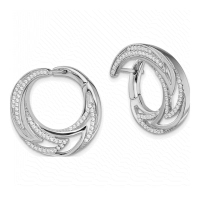 Sterling Silver 23mm CZ Huggie Hoop Earrings – view 3