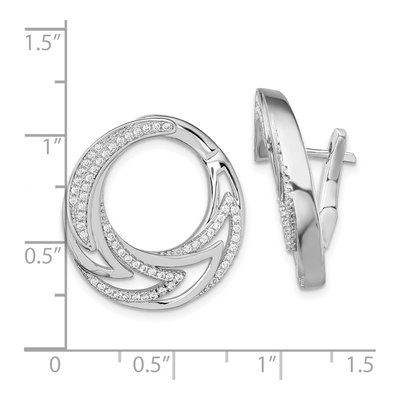 Sterling Silver 23mm CZ Huggie Hoop Earrings – view 5