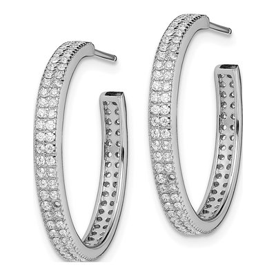 Sterling Silver 20mm CZ C- Hoop Earrings – view 3