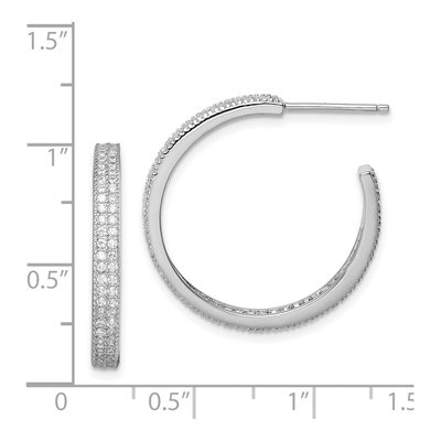 Sterling Silver 20mm CZ C- Hoop Earrings – view 5
