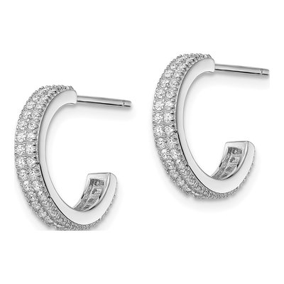 Sterling Silver 15mm CZ Pave C- Hoop Earrings – view 3