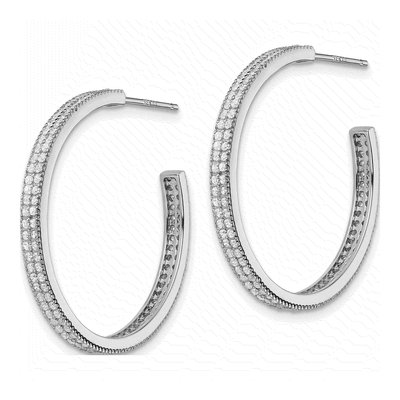 Sterling Silver 34mm CZ Hoop Earrings – view 3