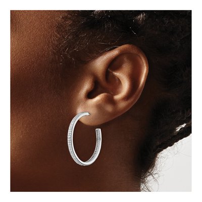 Sterling Silver 34mm CZ Hoop Earrings – view 4