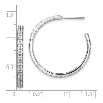 Sterling Silver 34mm CZ Hoop Earrings – view 5