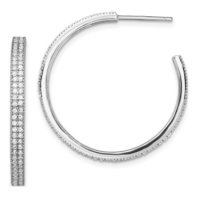 Sterling Silver 34mm CZ Hoop Earrings