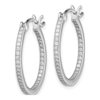 Sterling Silver 25mm CZ Inside-Out Hoop Earrings – view 3