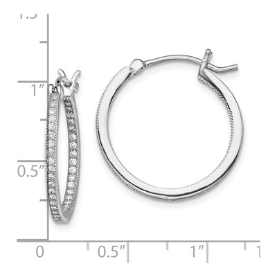 Sterling Silver 25mm CZ Inside-Out Hoop Earrings – view 5