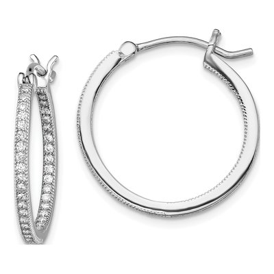 Sterling Silver 25mm CZ Inside-Out Hoop Earrings
