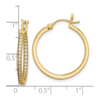 Gold-Plated Sterling Silver 25mm CZ Inside-Out Hoop Earrings – view 5