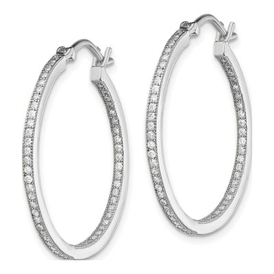 Sterling Silver 30mm CZ Inside-Out Hoop Earrings – view 3