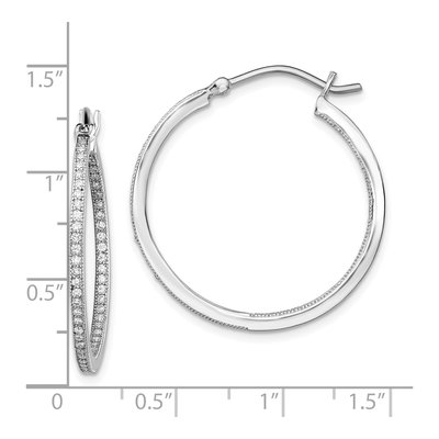 Sterling Silver 30mm CZ Inside-Out Hoop Earrings – view 5