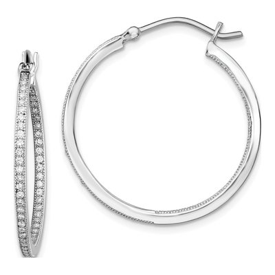 Sterling Silver 30mm CZ Inside-Out Hoop Earrings