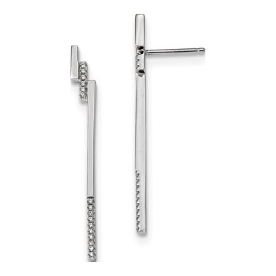 Sterling Silver CZ Bar Dangle Earrings