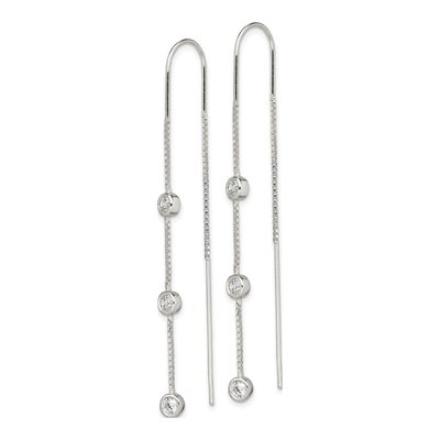 Sterling Silver CZ Threader Earrings – view 3
