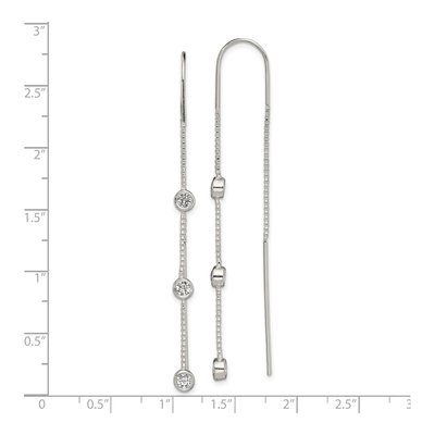 Sterling Silver CZ Threader Earrings – view 5