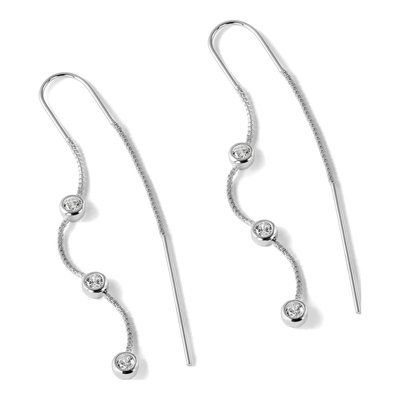Sterling Silver CZ Threader Earrings – view 6