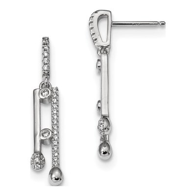 Sterling Silver CZ Dangle Earrings
