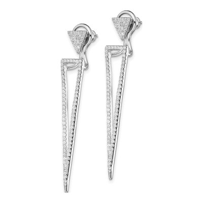 Sterling Silver CZ Front Back Triangle Dangle Earrings – view 3