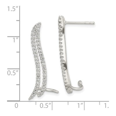 Sterling Silver CZ Double Row Ear Climber Threader Earrings – view 5