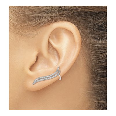 Sterling Silver CZ Double Row Ear Climber Threader Earrings – view 6