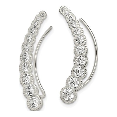 Sterling Silver CZ Ear Climber Threader Earrings – view 3