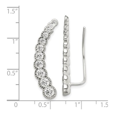 Sterling Silver CZ Ear Climber Threader Earrings – view 5