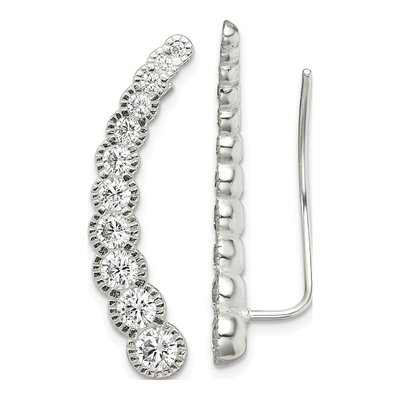 Sterling Silver CZ Ear Climber Threader Earrings