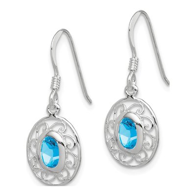 Sterling Silver Swiss Blue Topaz Dangle Earrings – view 3