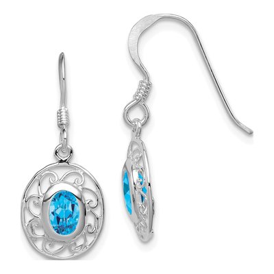 Sterling Silver Swiss Blue Topaz Dangle Earrings
