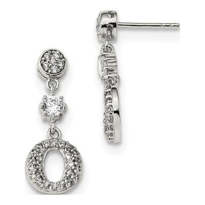 Sterling Silver CZ Circle Dangle Earrings