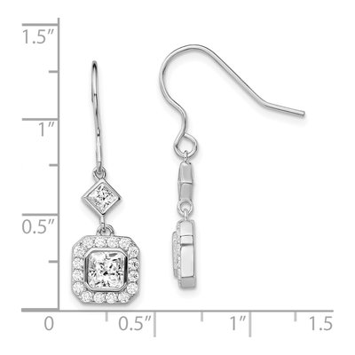 Sterling Silver CZ Halo Dangle Earrings – view 5