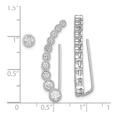 Sterling Silver CZ Ear Climber Set Threader Earrings – view 5