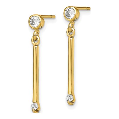 Gold-Plated Sterling Silver CZ Bar Dangle Earrings – view 3