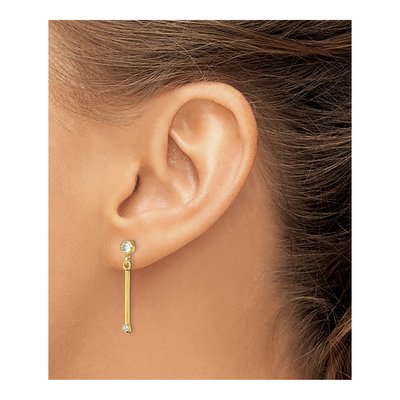 Gold-Plated Sterling Silver CZ Bar Dangle Earrings – view 4